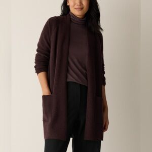 Bloomingdale's Rich chocolate Brown cashmere Open Cardigan with pockets xs